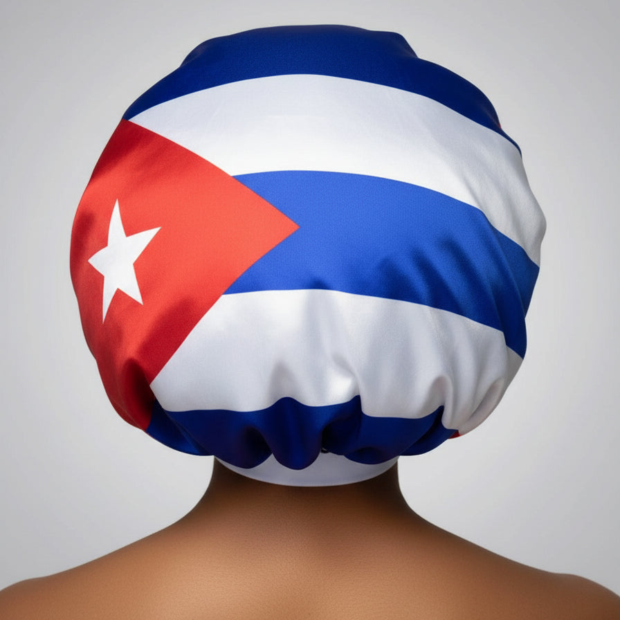🇨🇺 Cuba Flag Design – Coco Bonnet – Premium Satin Hair Bonnet