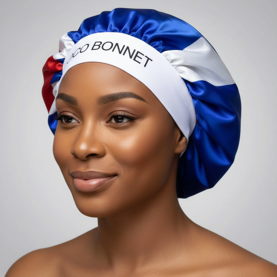 🇨🇺 Cuba Flag Design – Coco Bonnet – Premium Satin Hair Bonnet