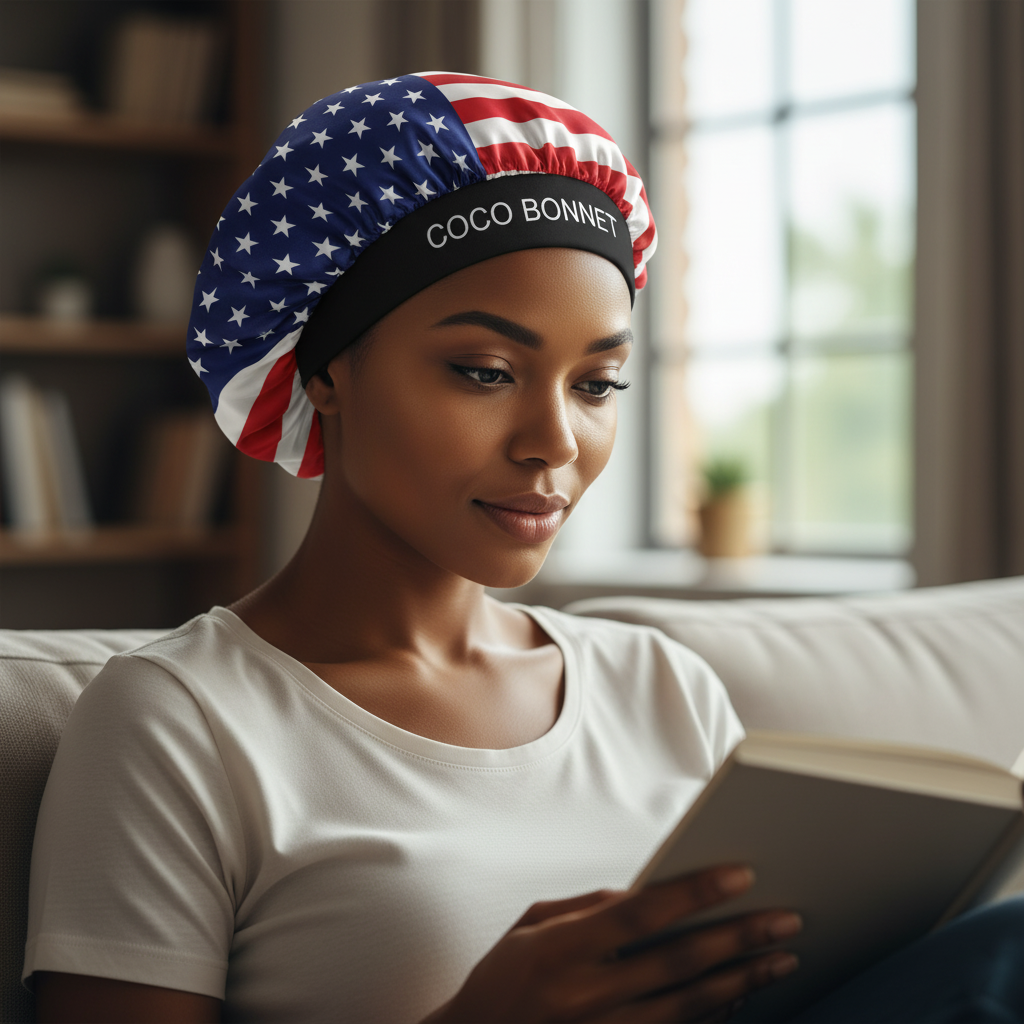 🇺🇸 USA Flag Design - Coco Bonnet – Premium Satin Hair Bonnet