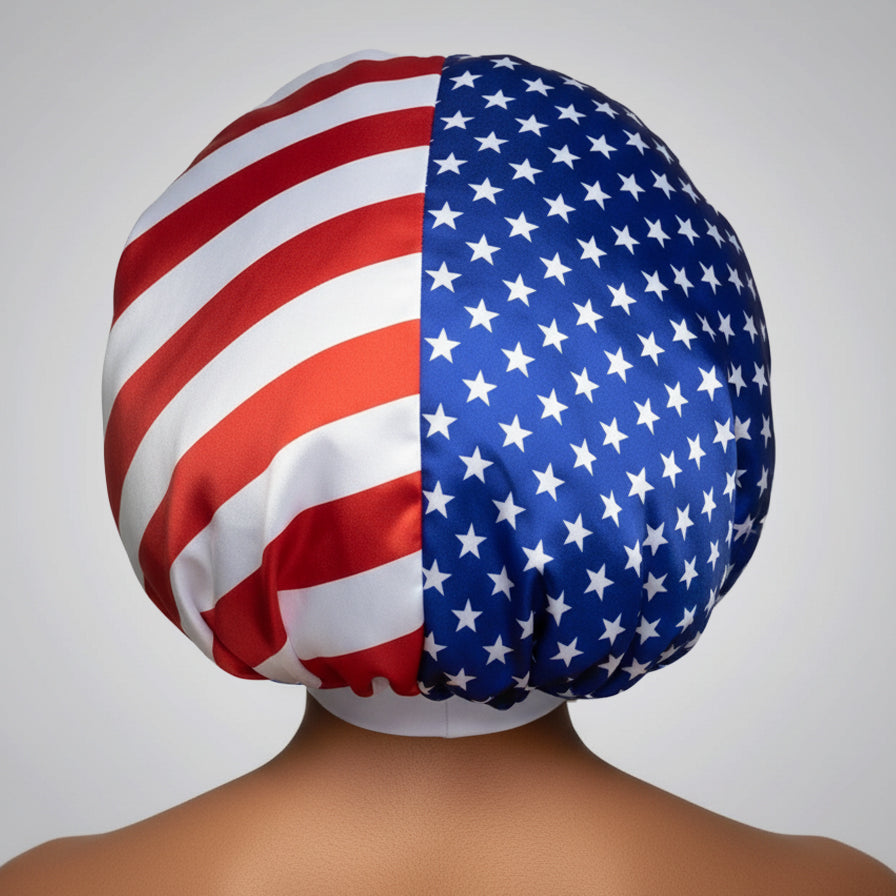 🇺🇸 USA Flag Design - Coco Bonnet – Premium Satin Hair Bonnet